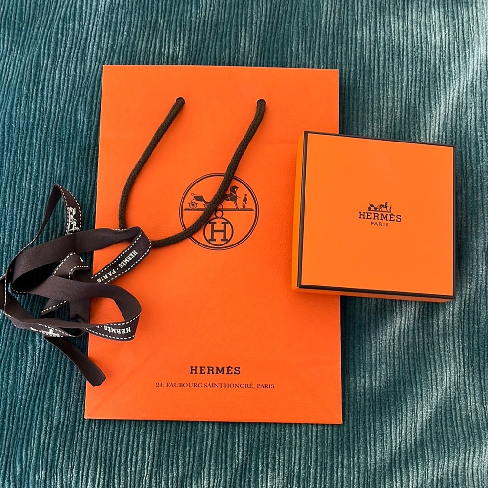 Hermes small shopping bag and bracelet box and ribbon